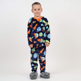 Теплая Пижама для Мальчика Космос Оранж